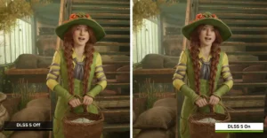 Pamje nga Hogwarts Legacy që ilustron përmirësimet e ndriçimit grafik me NVIDIA DLSS 5.