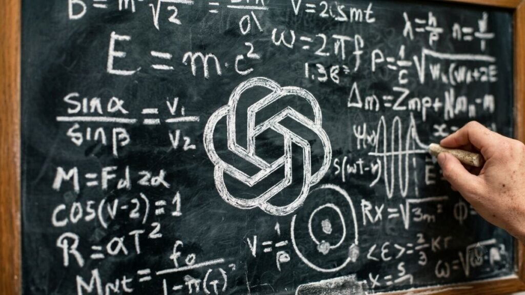 Mathematical equations and computer proof code illustrating AI-generated mathematical research and formal verification.
