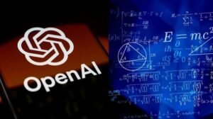 Mathematical equations and computer proof code illustrating AI-generated mathematical research and formal verification.