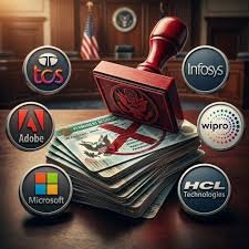 Microsoft and Adobe logos representing the US suspension of green card labor certification for major technology companies